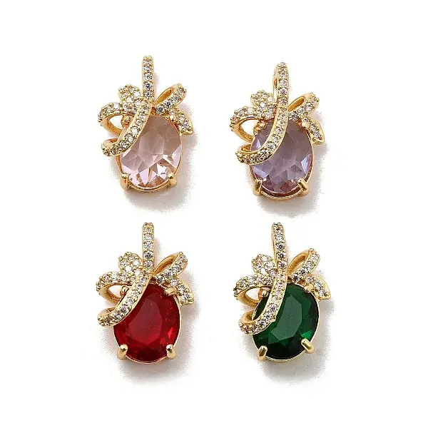 Brass Micro Pave Cubic Zirconia Pendants