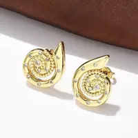 Brass Micro Pave Clear Cubic Zirconia Stud Earrings