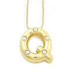 Brass & Plastic Pearl Letter Pendant Box Chain Necklaces for Women