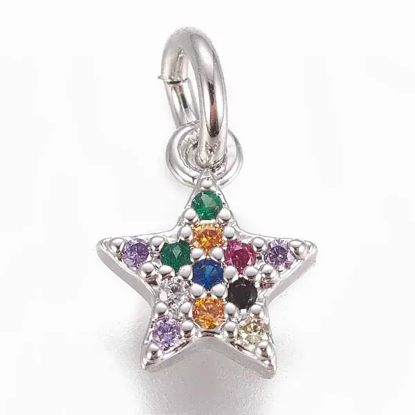 Brass Micro Pave Cubic Zirconia Charms