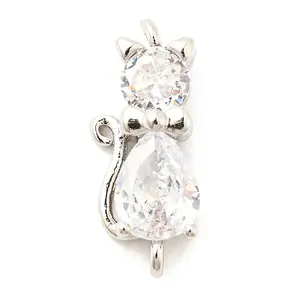 Brass Micro Pave Cubic Zirconia Kitten Links connectors
