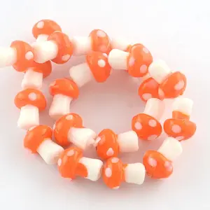 Autumn Theme Mushroom Handmade Lampwork Beads Strands