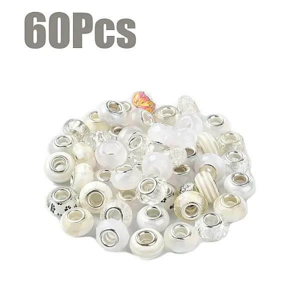 60Pcs Resin European Beads