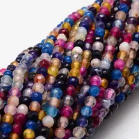 Faceted Natural Agate Round Beads Strands