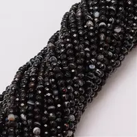 Natural Black Agate Bead Strands