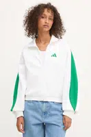 Mikina adidas Stadium dámská, bílá barva, s potiskem, JW0526
