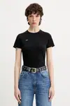 Tričko Pangaia Cotton-Stretch T-shirt dámské, černá barva, 10002430
