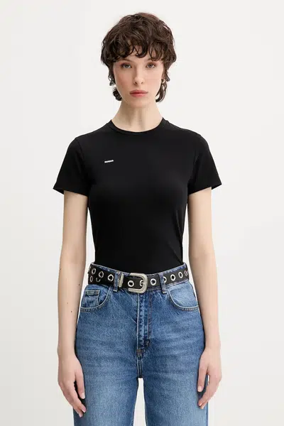 Tričko Pangaia Cotton-Stretch T-shirt dámské, černá barva, 10002430