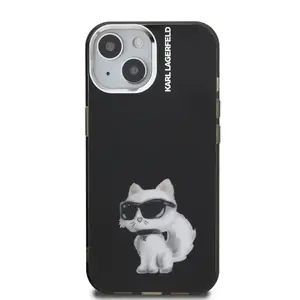 Zadní kryt Karl Lagerfeld IML Aquarelle Choupette Apple iPhone 15, černá