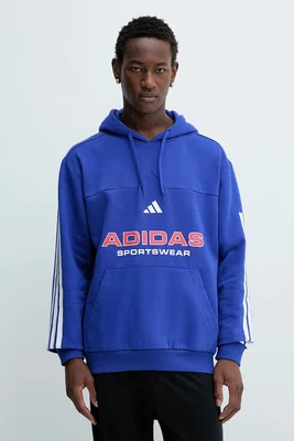 Mikina adidas Tiro pánská, modrá barva, s kapucí, s potiskem, KB5573