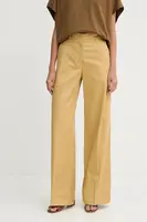 Kalhoty Sisley dámské, žlutá barva, široké, high waist, 4ED4LE03G