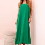 Kesi Włoski Dlouhá šaty na ramínka zelená