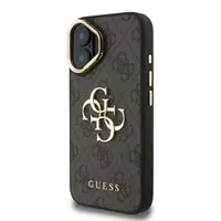 Zadní kryt Guess PU 4G Metal Logo Stand Camera Frame pro Aplle iPhone 16, černá