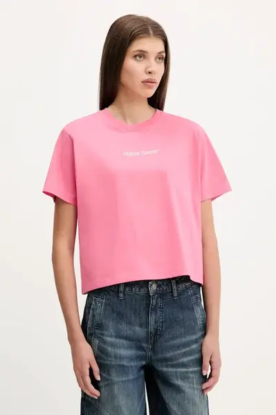 Bavlněné tričko Guess Jeans dámské, žlutá barva, W5RI42 K8HM0