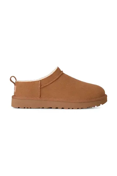 Semišové papuče UGG Classic Micro hnědá barva, 1173891.CHE