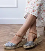 Gemre Silver glitter wedge sandals Saluni