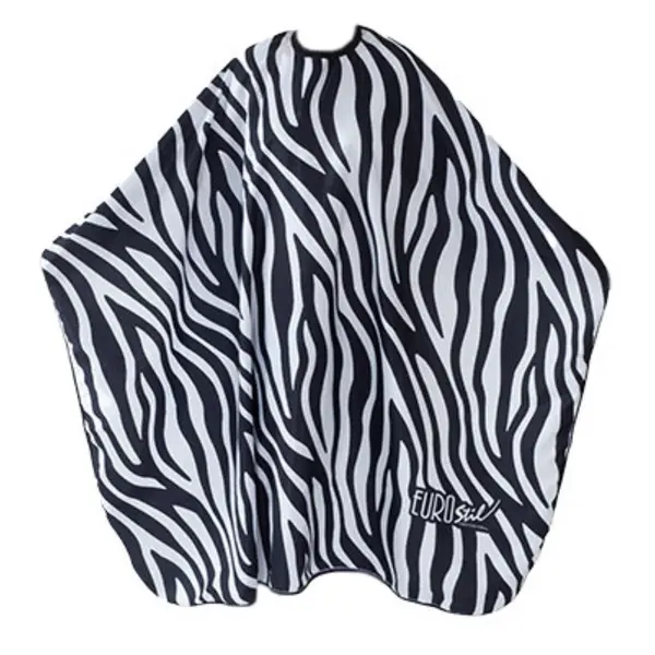 Kadeřnická pláštěnka na stříhání Eurostil Professional - zebra - kovový háček + dárek zdarma