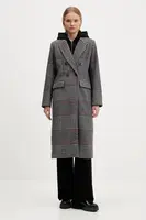 Kabát s příměsí vlny Desigual CAPUCHA CHECK