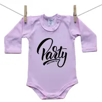 Boodyy Ružové Body s dlhým rukávom Welcome to party 68 (3-6 mesiacov)