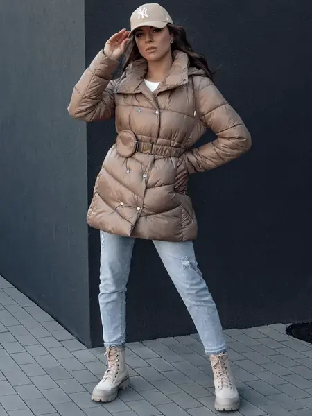 Płaszcz zimowy damski pikowany BLOOM kamelowy Dstreet