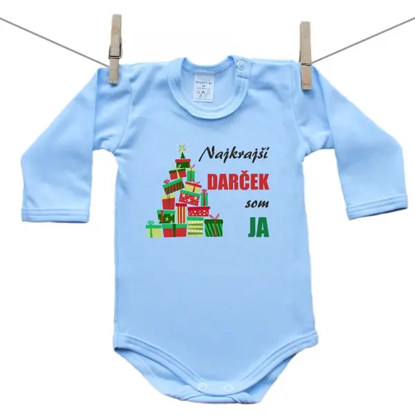 Boodyy Body s dlhým rukávom Najkrajší darček som ja (modré) 86 (12-18 mesiacov)