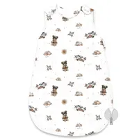 Spací vak, bavlna, 74 cm, Méďa pilot - biela, béžová