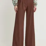 Kalhoty Aniye By dámské, hnědá barva, široké, high waist, 185039