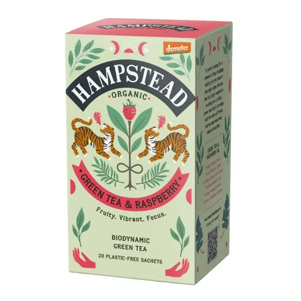 Hampstead Tea BIO Zelený čaj s malinami 20x1,5 g