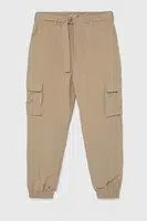Kalhoty Guess dámské, béžová barva, kapsáče, high waist
