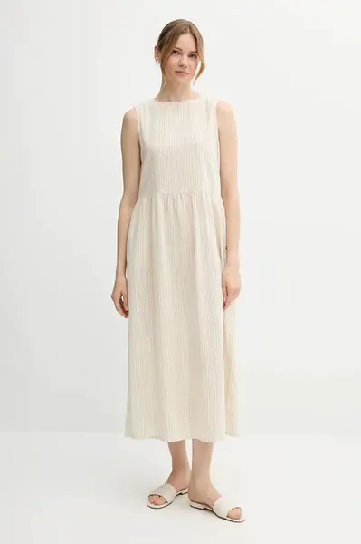 Šaty s příměsí lnu United Colors of Benetton