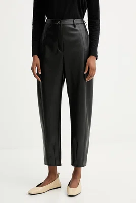 Kalhoty MM ANSELMO dámské, černá barva, high waist, 2526786067600
