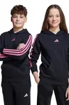 Dětská mikina adidas černá barva, s kapucí, hladká, JN2422