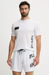 Bavlněné tričko PLEIN SPORT pánské, bílá barva, s potiskem, PS25MTS01