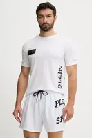 Bavlněné tričko PLEIN SPORT pánské, bílá barva, s potiskem, PS25MTS01
