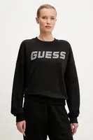 Bavlněná mikina Guess PRIMULA dámská, černá barva, s aplikací, V5YQ12 KCRP0