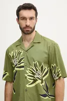 Bavlněná košile BOSS zelená barva, relaxed, 50540851