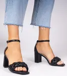 Gemre Black block heel sandals with closed heel Kolombo