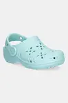 Pantofle Crocs CLASSIC FLORAL CUT OUT CLOG KIDS tyrkysová barva, 210943
