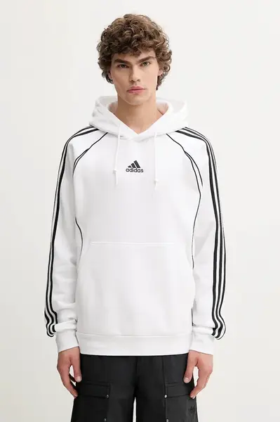 Mikina adidas Originals Teamgeist pánská, bílá barva, s kapucí, s aplikací, JY6393