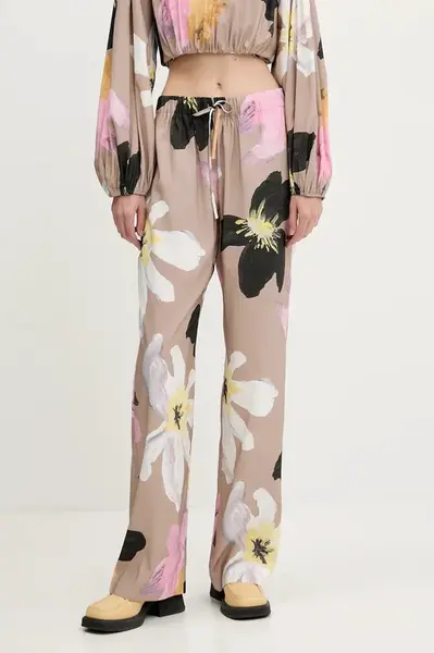 Kalhoty Stine Goya dámské, béžová barva, široké, high waist, SG-PF25-P009-2070