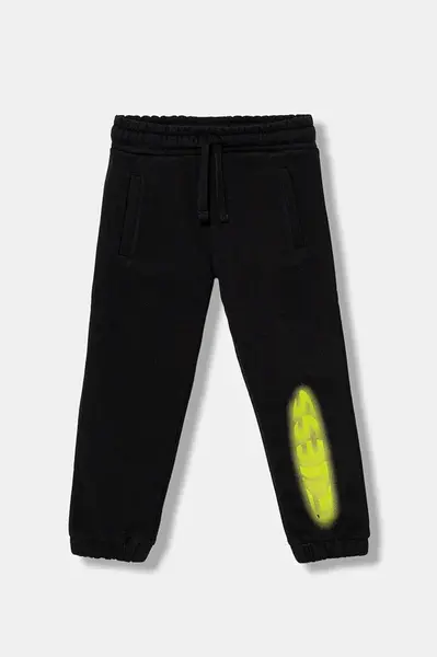 Dětské bavlněné tepláky Guess černá barva, s potiskem, N5YQ18 KAD74