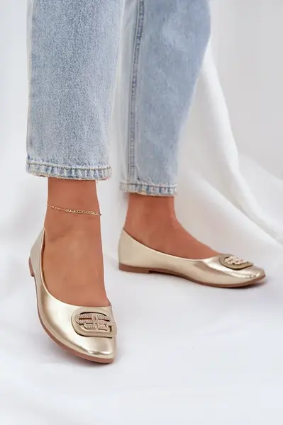 PS1 Baleríny Na Ploché Podešvi S Ozdobou Zlaté Ainoria