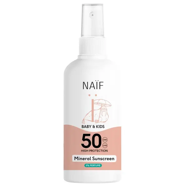 NAIF Ochranný sprej na opalování pro děti a miminka bez parfemace SPF50 100 ml
