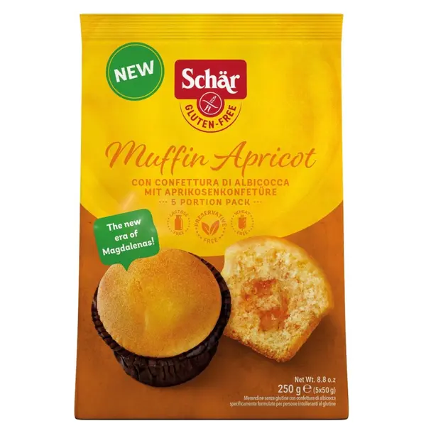 SCHÄR Muffin Apricot muffiny plněné meruňkovou marmeládou bez lepku 250 g