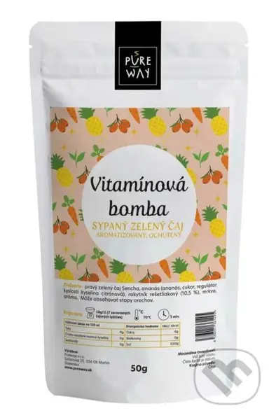 Vitamínová  bomba (sypaný zelený čaj aromatizovaný, ochutený 50g)