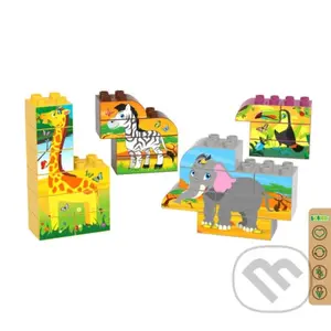Biobuddi stavebnica: Vytvaruj si (malá sada) ((žirafa, zebra, slon, tukan))