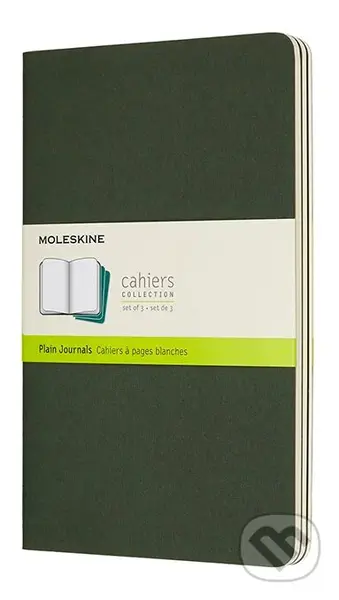 Moleskine - sada 3 zelených zošitov (stredné, štvorčekované, mäkká väzba)