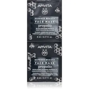 Apivita Express Beauty Purifying Face Mask Propolis čisticí černá maska pro mastnou pleť 2x8 ml