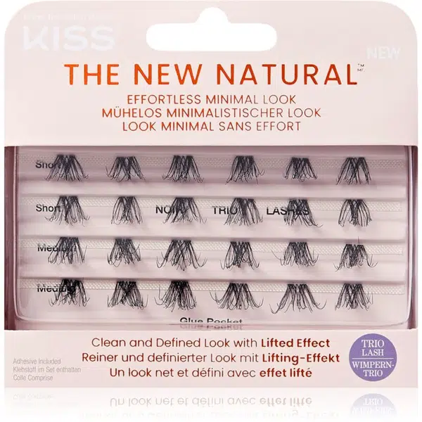 KISS The New Natural Effortless Minimal Look trsové nalepovací řasy bez uzlíku Trio 02 24 ks