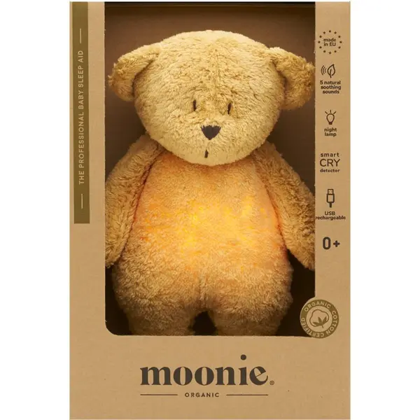 Moonie Bear 2.0 Organic Honey usínáček s melodií 1 ks